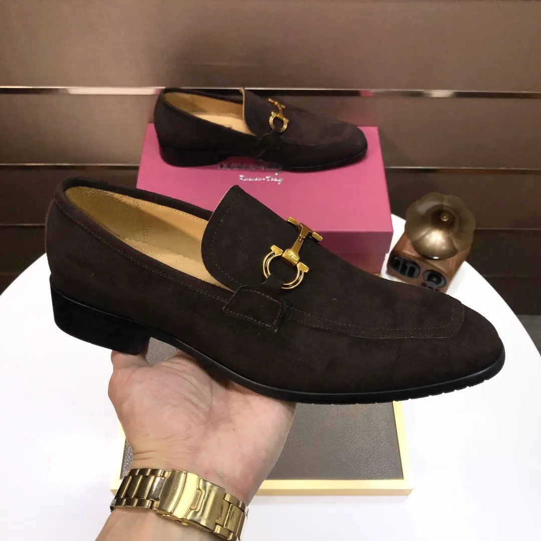 Men's shoes 💰500💰 [Ferragamo/Ferragamo] The latest model in the counter. Original imported high-quality cowhide with open sides + imported 🐂 water-dyed cowhide lining + original luxury metal buckle + original combination outsole. Comparison without pressure 38--45 (45 is custom-made and cannot be returned or exchanged)